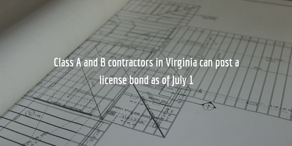 Virginia contractor bond option available as of July 1