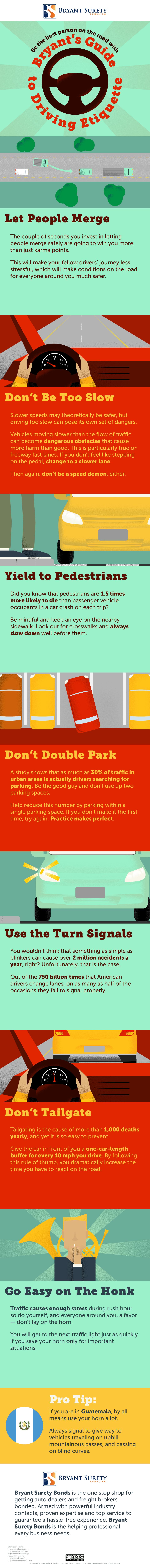 Infographic about the driving etiquette on and off the road.