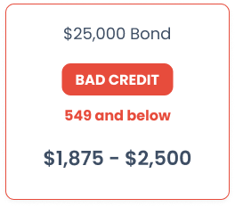 25000 surety bond bad credit