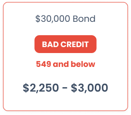 30000 surety bond bad credit